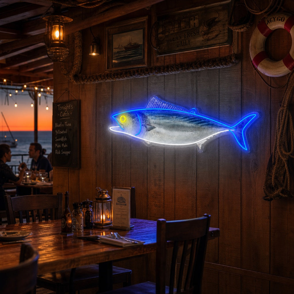 Tonfisk Neonskylt, Japansk restauranginredning