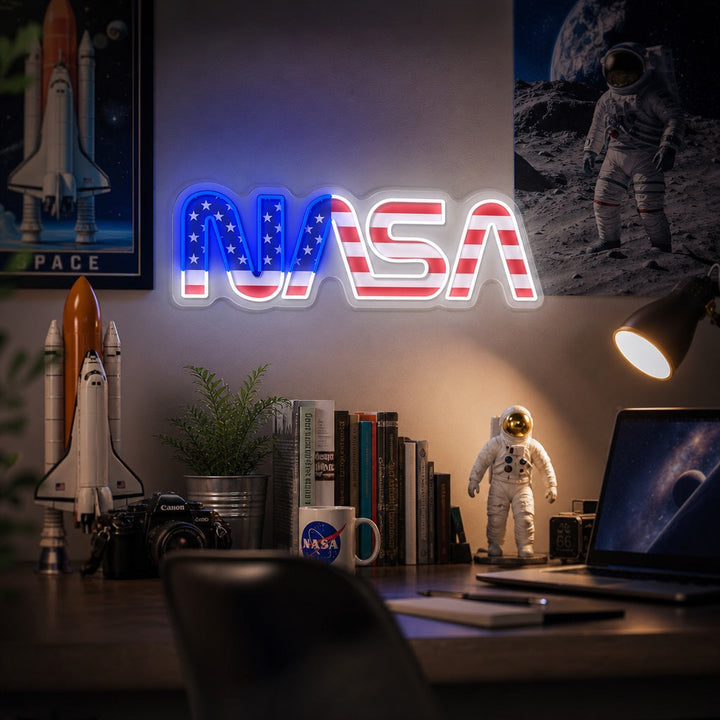 "USA flagga formad Nas logotyp" UV-tryckt LED-neonskylt