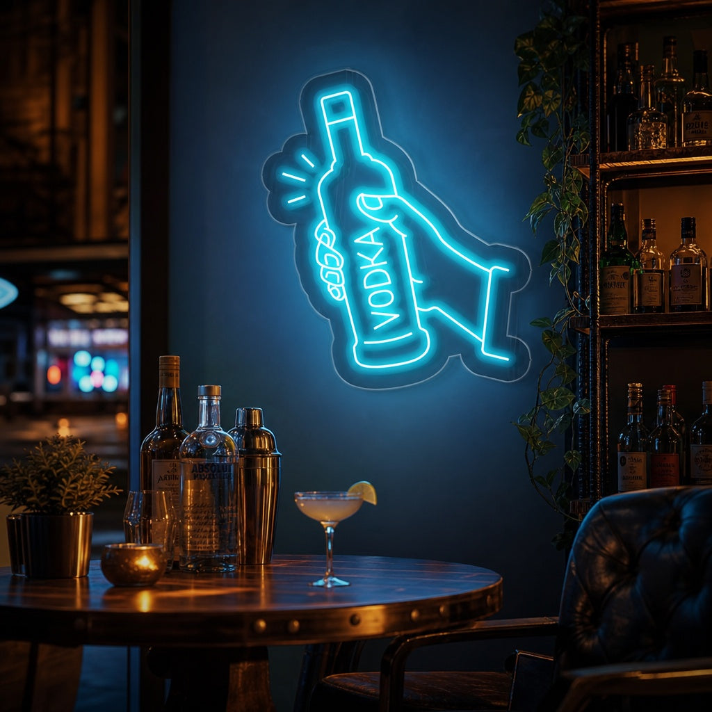 "Vodkaflaska Bar" Neonskylt