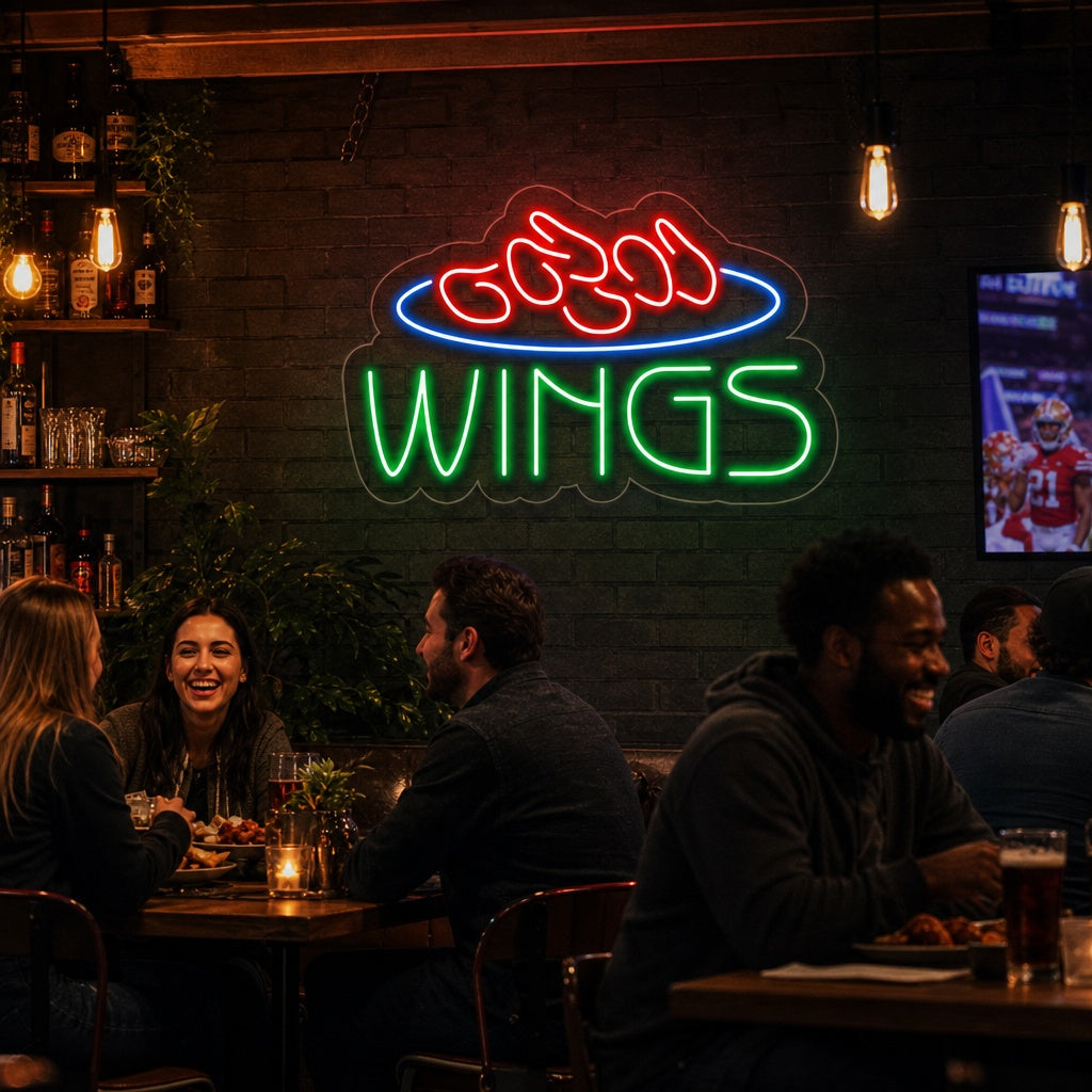 "Wings, Mat" Neonskylt