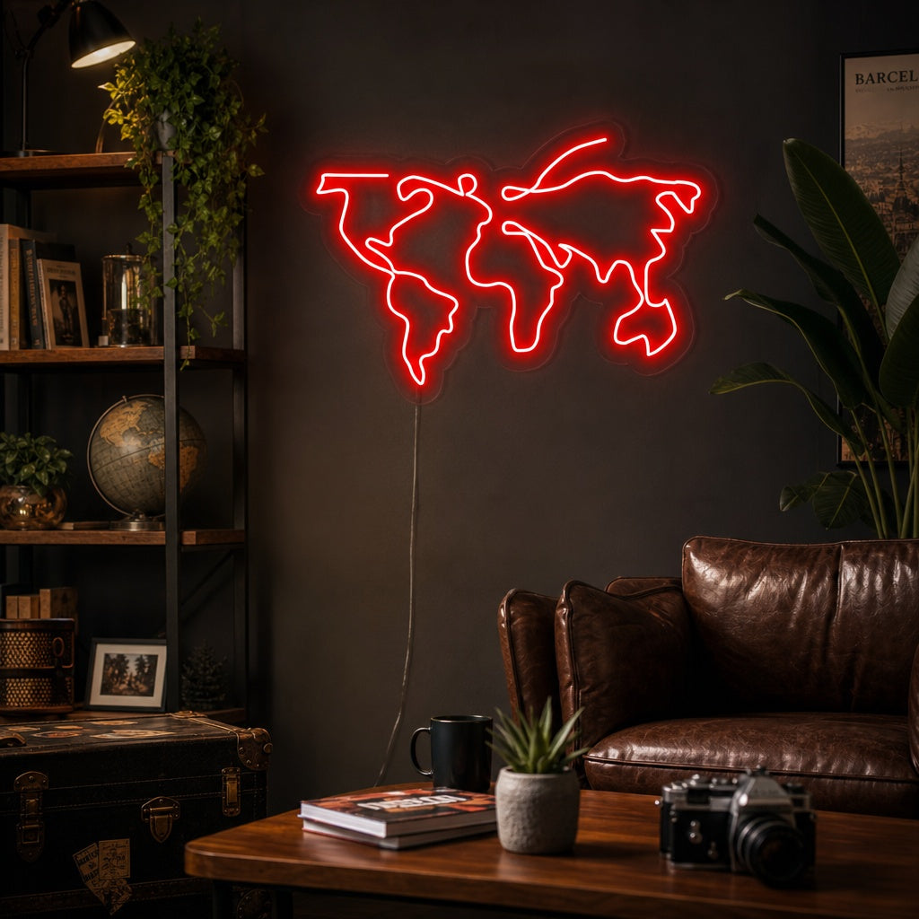 "Världskarta" Neonskylt