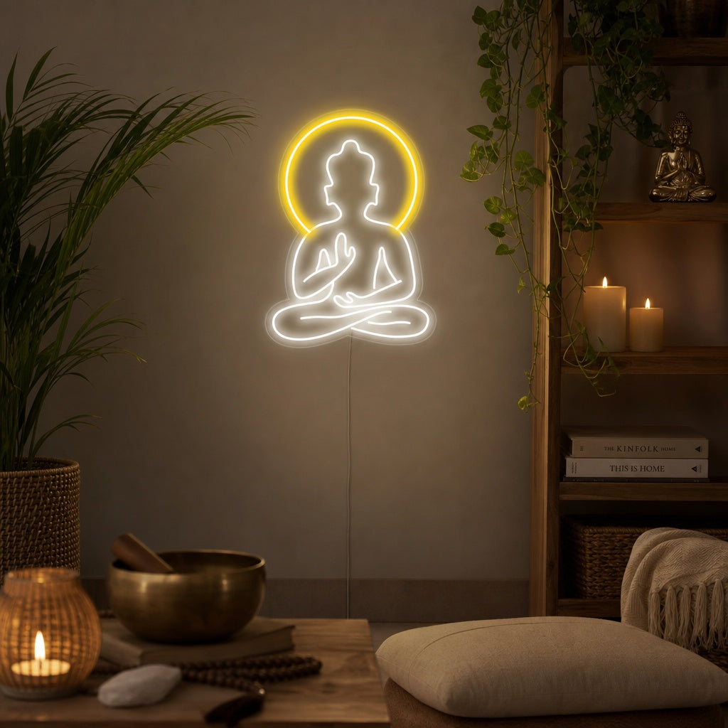 "Yoga Buddha, Yoga Väggkonst, Yoga Dekor" Neonskylt
