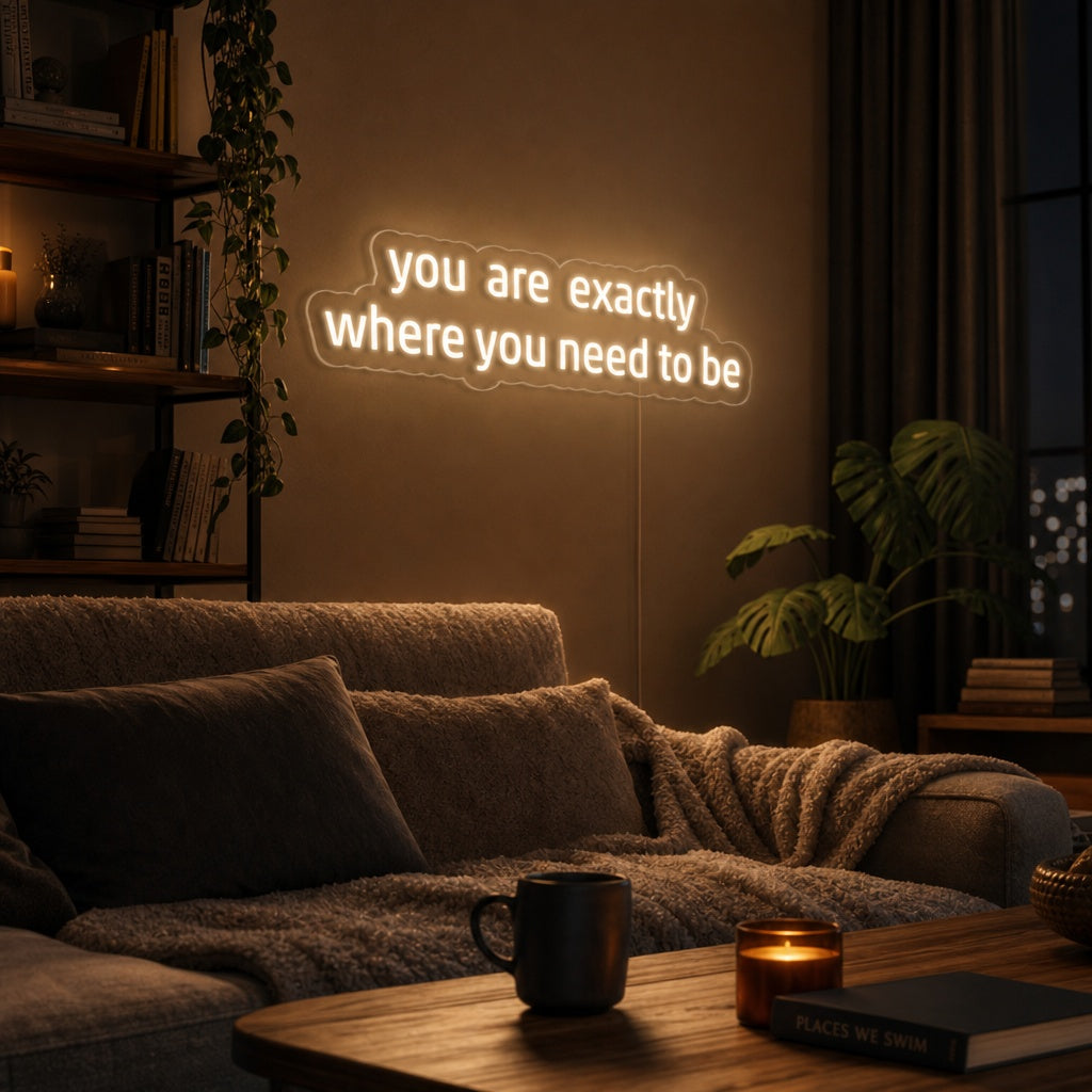 "You Are Exactly Where You Need To Be" Neonskylt