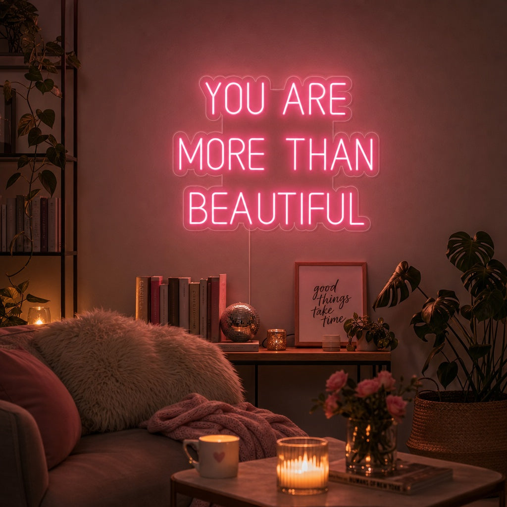 "You Are More Than Beautiful" Neonskylt