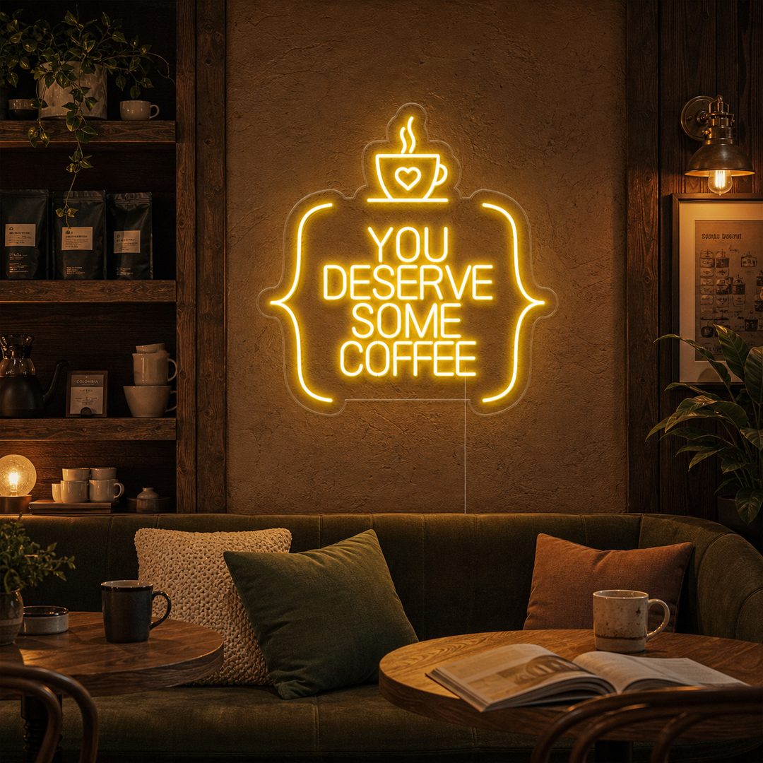 "You Deserve Some Coffee" Neonskylt