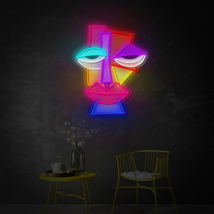 "Abstrakt ansikte Picasso" Neonskylt