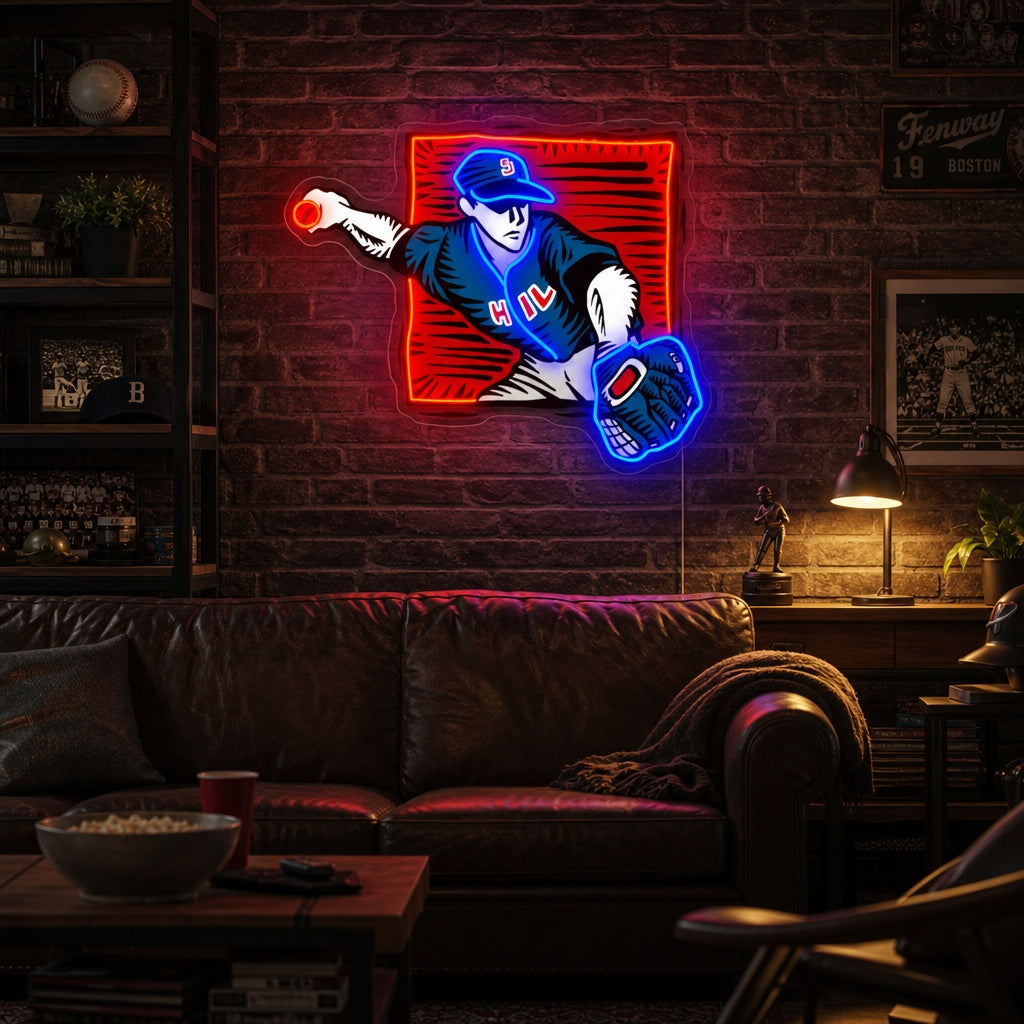 "Baseball Pitcher" Neonskylt