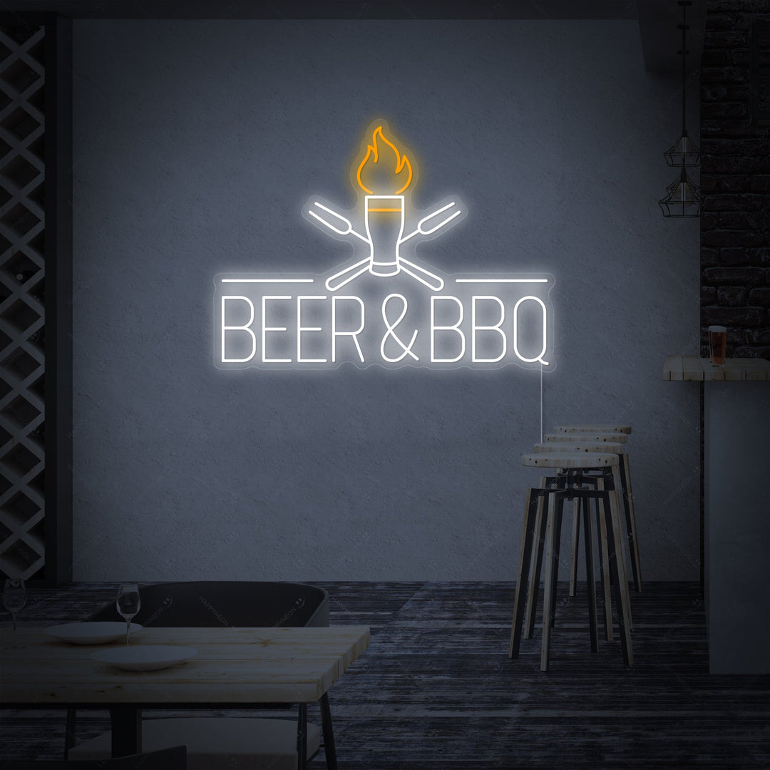 "Beer And BBQ" Neonskylt