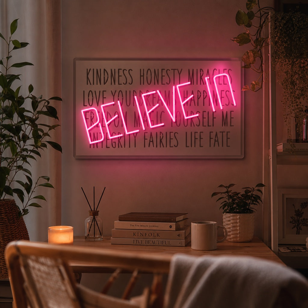 "Believe In" Neonskylt