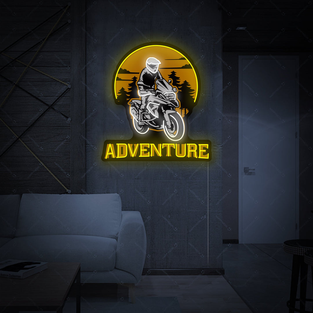 "Biker Riding Adventure Motorcykel" Neonskylt