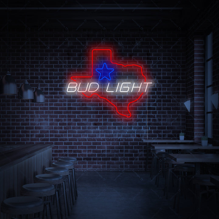 "Bud Light Texas Star" Neonskylt