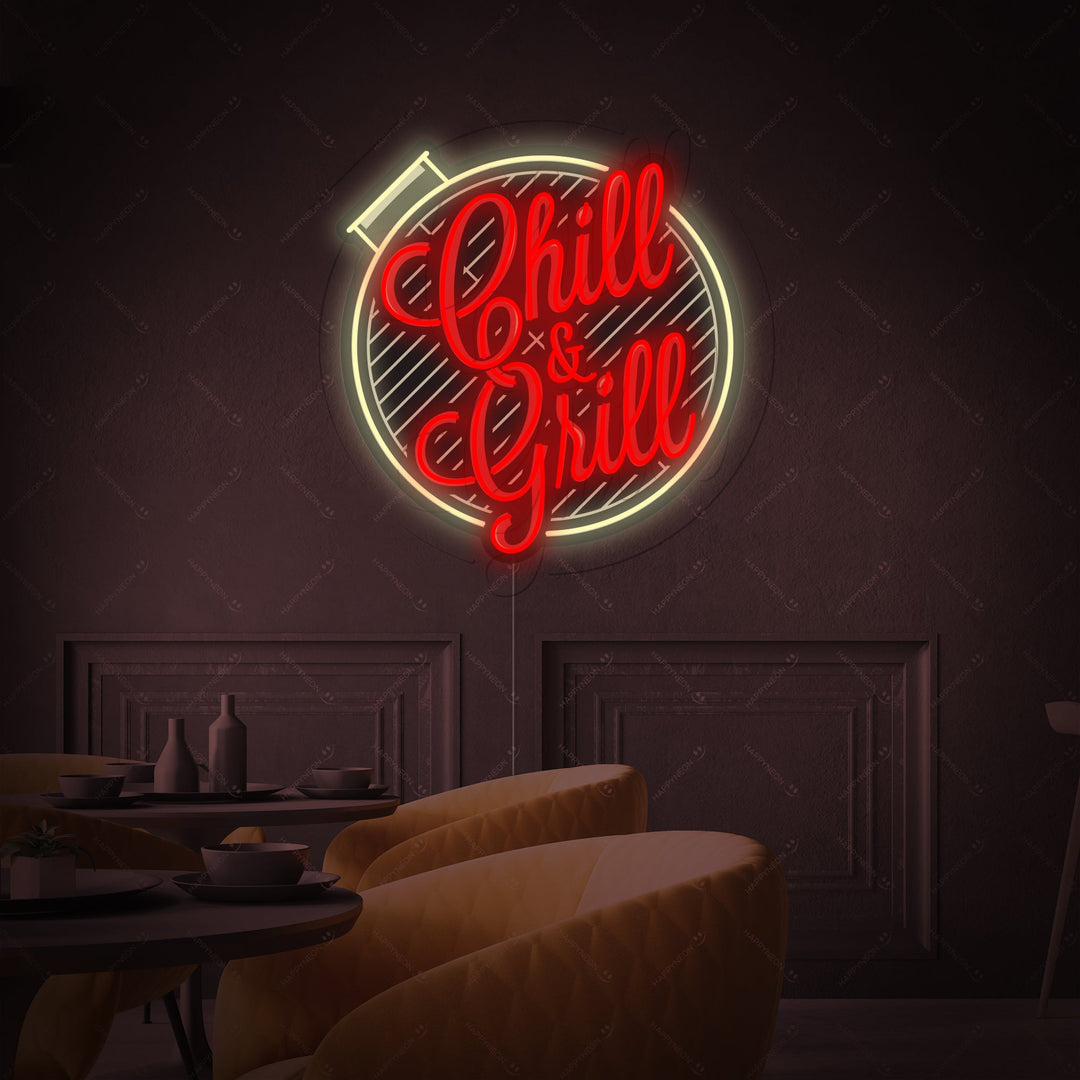 "Chill And Grill" Neonskylt