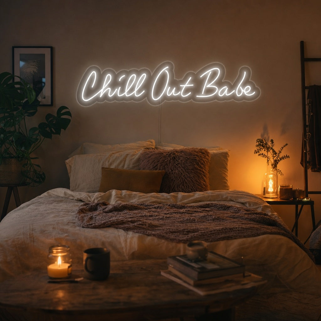 "Chill Out Babe" Neonskylt
