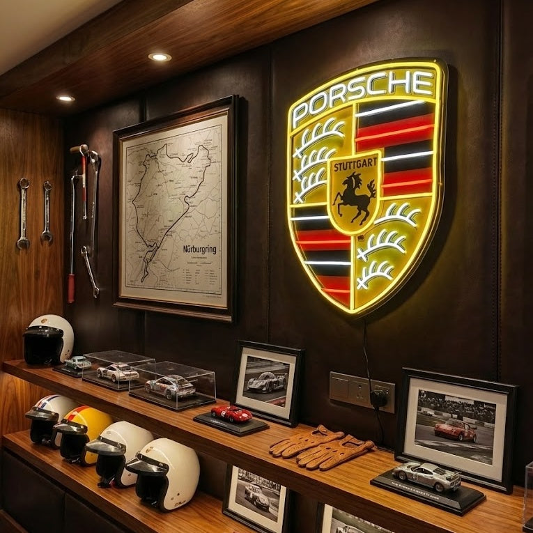 "Klassisk logotyp för Porsche" Neonskylt