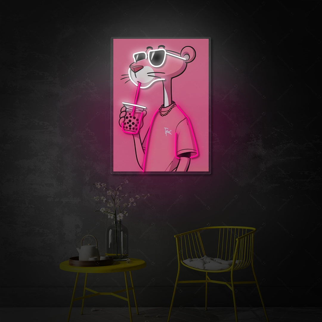 "Coola Panther Boba-vibbar" Neonskylt