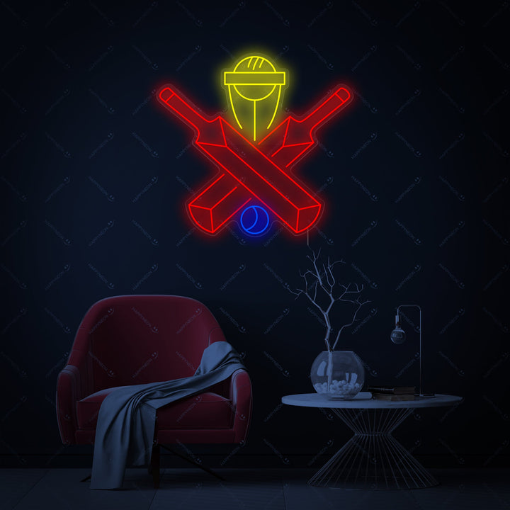 "Cricket Bat Boll Vinnande" Neonskylt