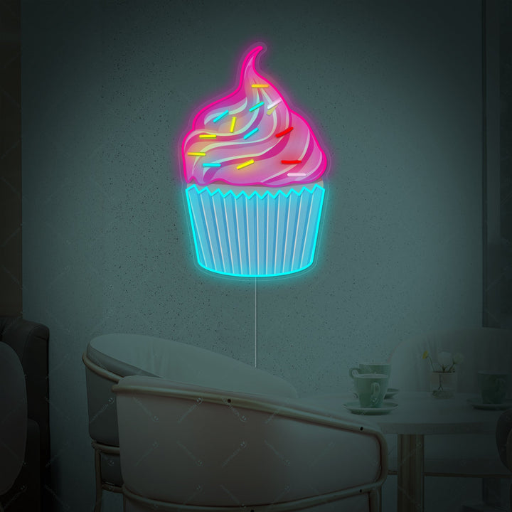 "Cupcake med färgglada strössel" Neonskylt