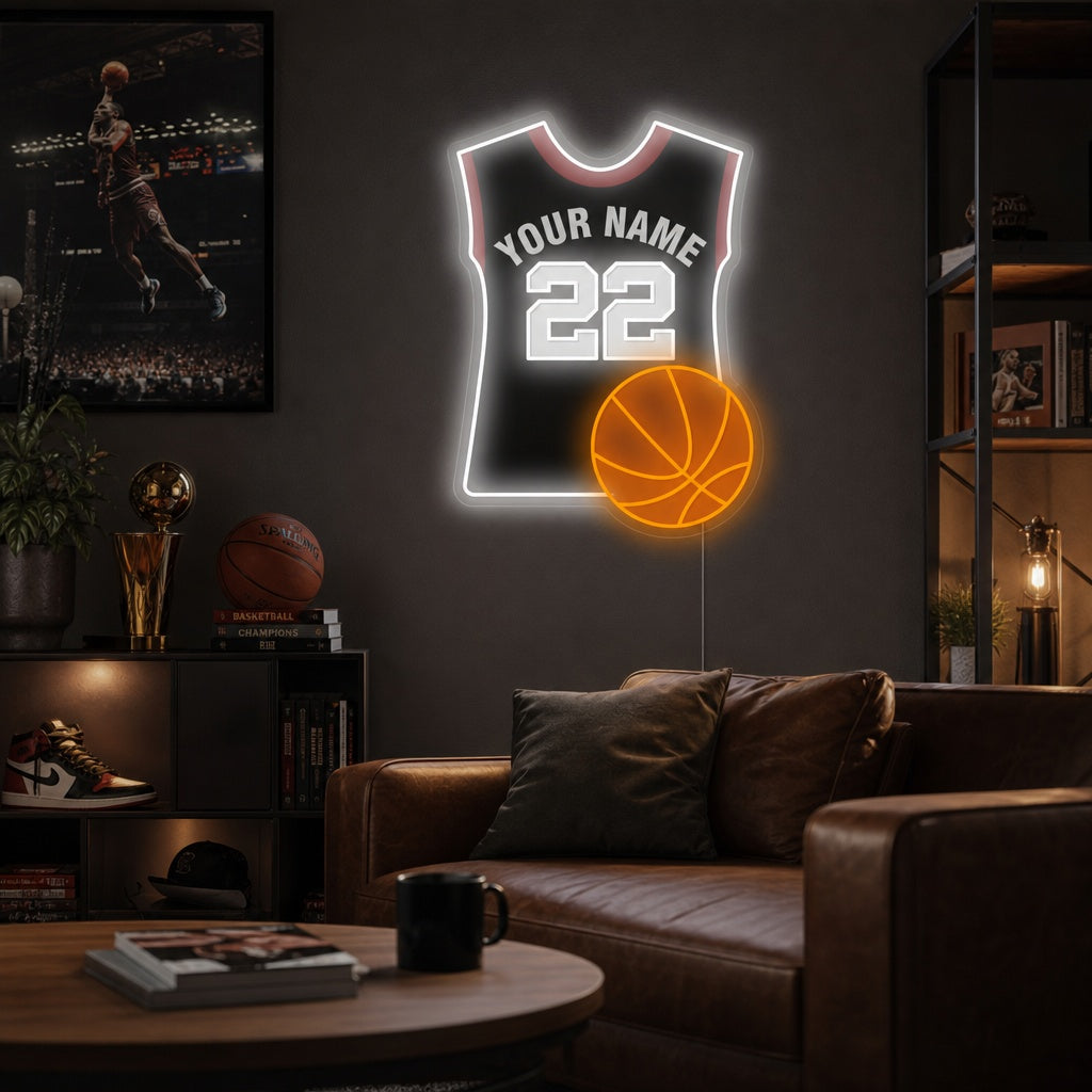 "Anpassad basket och tröja" Neonskylt