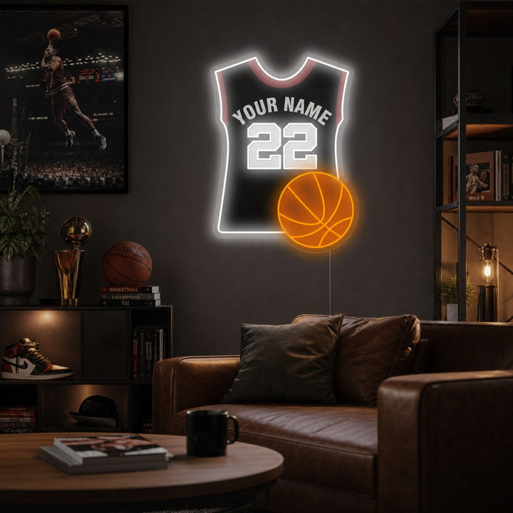 "Anpassad basket och tröja" Neonskylt