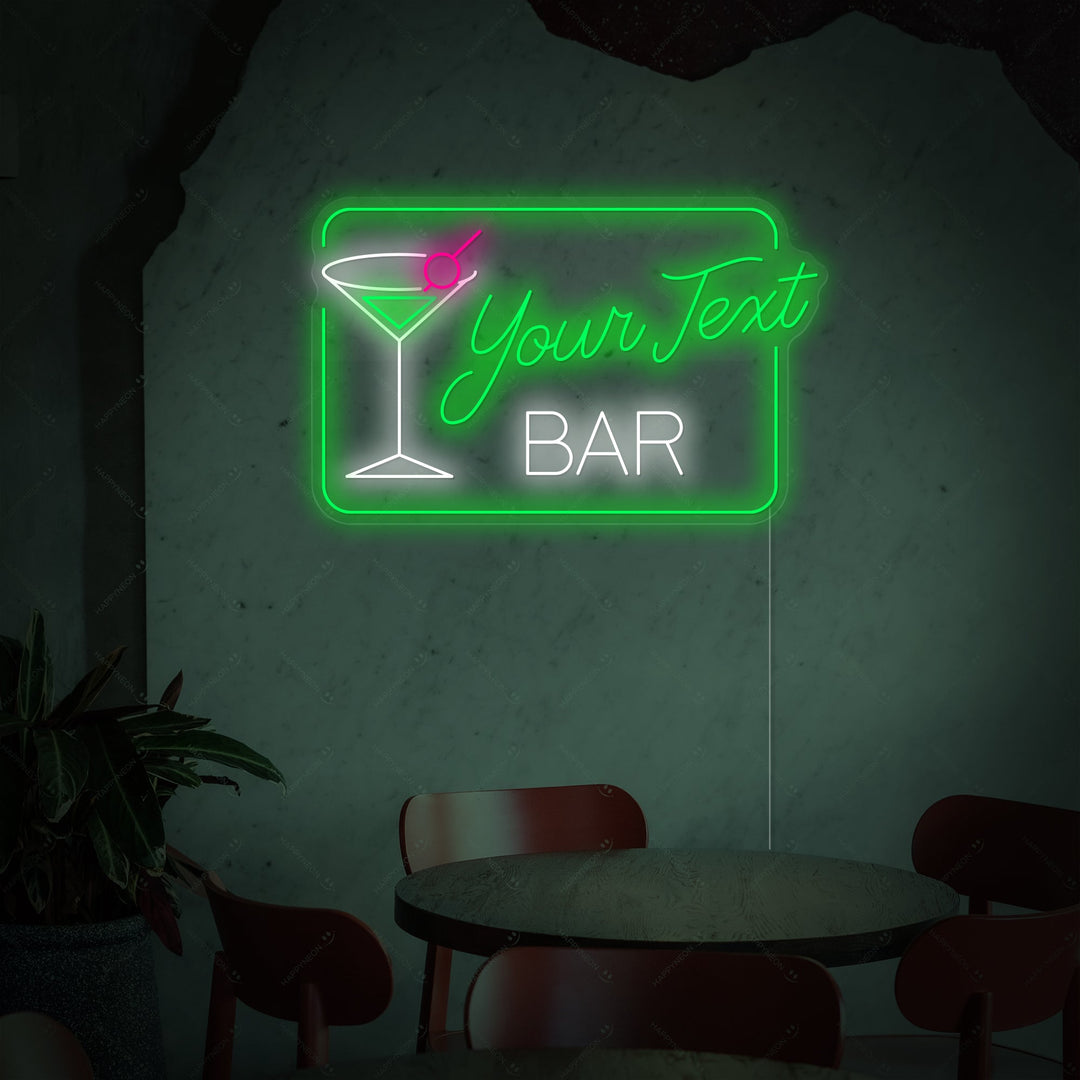 "Custom Cocktails Bar" Neonskylt