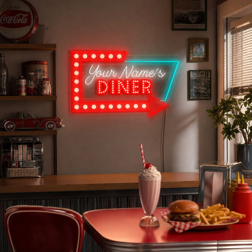 "Anpassad Diner-logotyp" Neonskylt