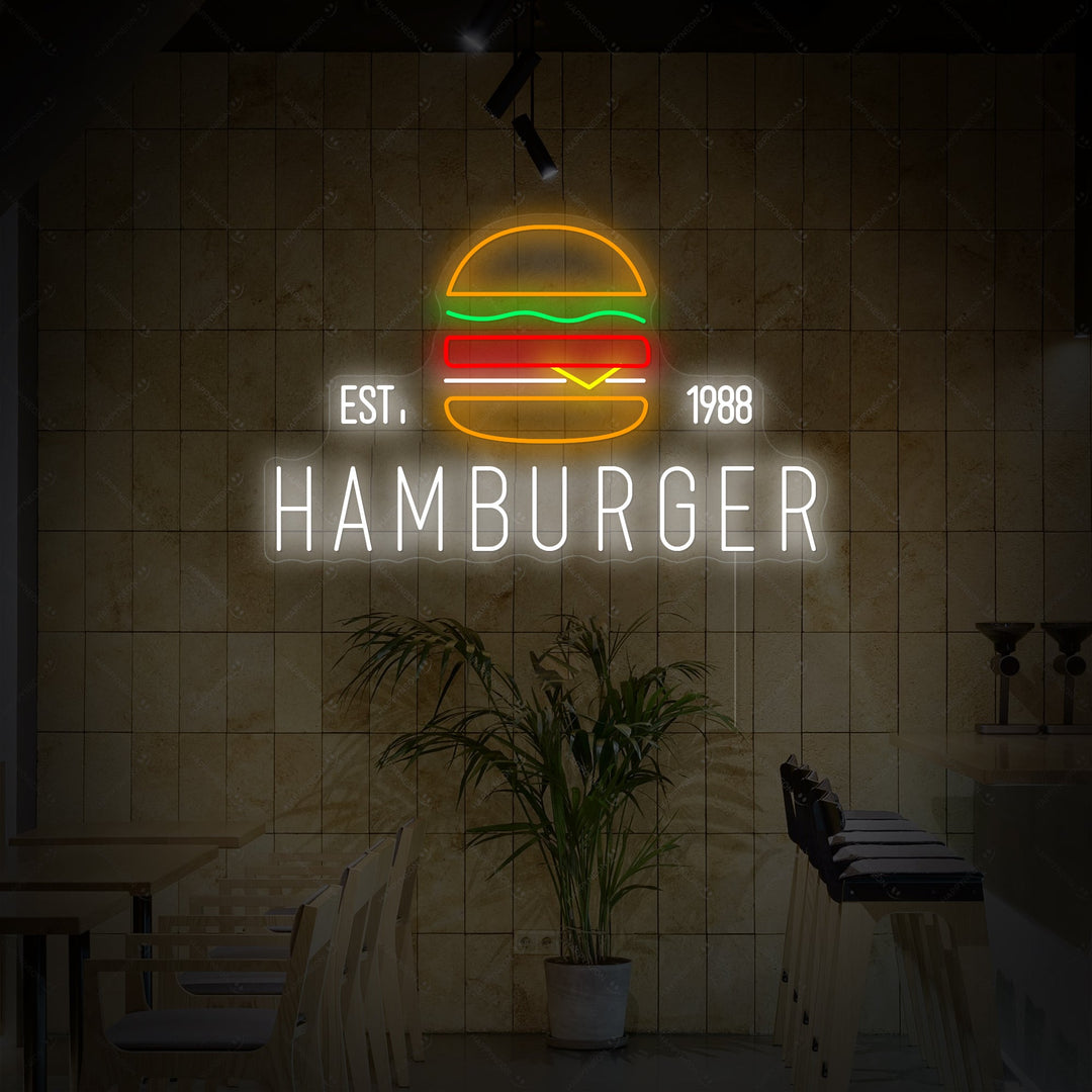 "Anpassad hamburgerlogotyp" Neonskylt