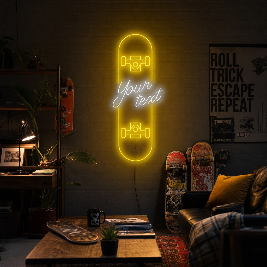 "Anpassad skateboard" Neonskylt