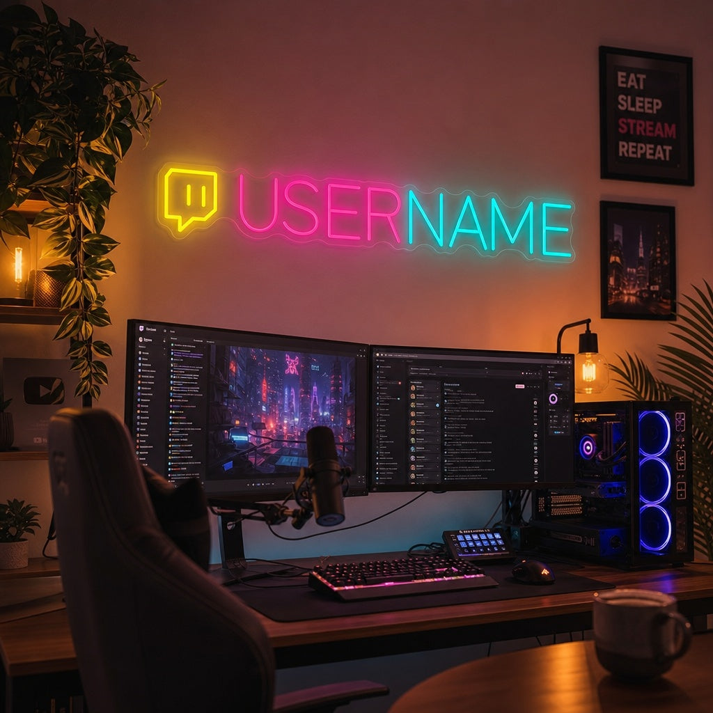 "Anpassad Twitch-logotyp" Neonskylt