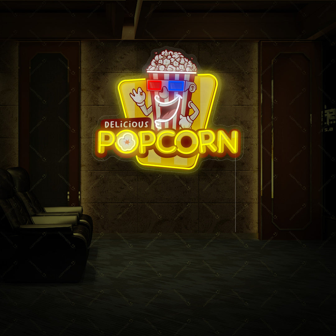 "Delicious Popcorn" Neonskylt