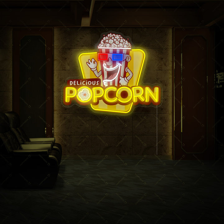 "Delicious Popcorn" Neonskylt