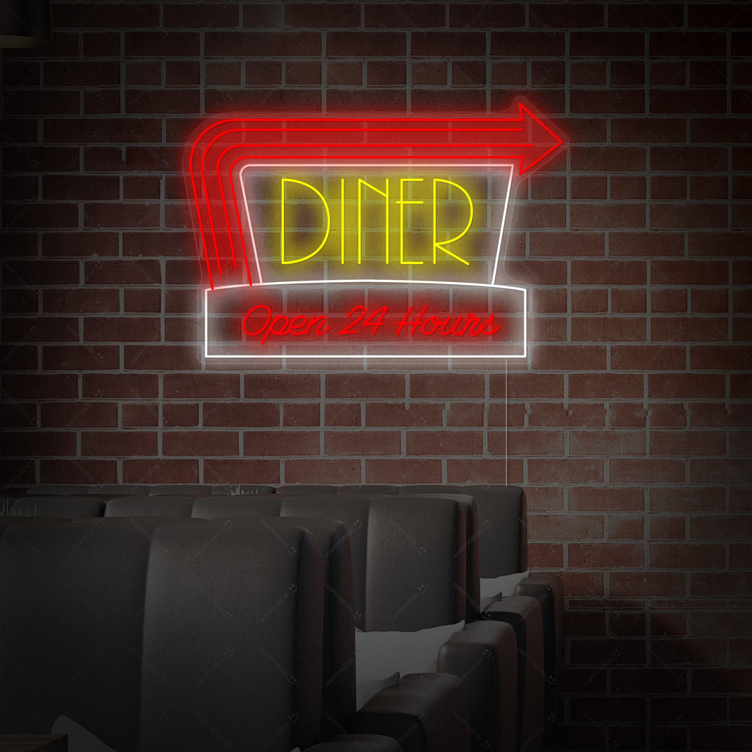 "Diner Open 24 Hours" Neonskylt