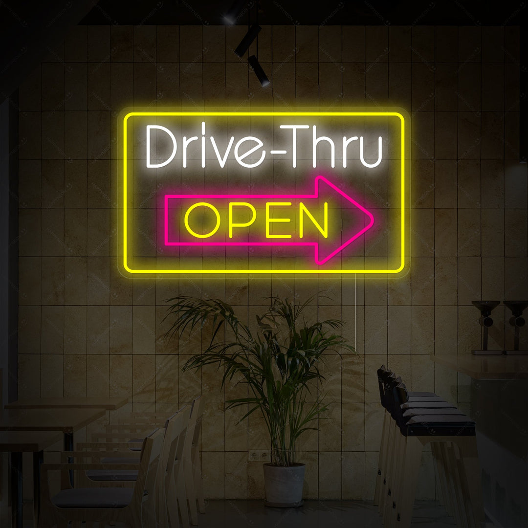 "Drive Thru Open" Neonskylt