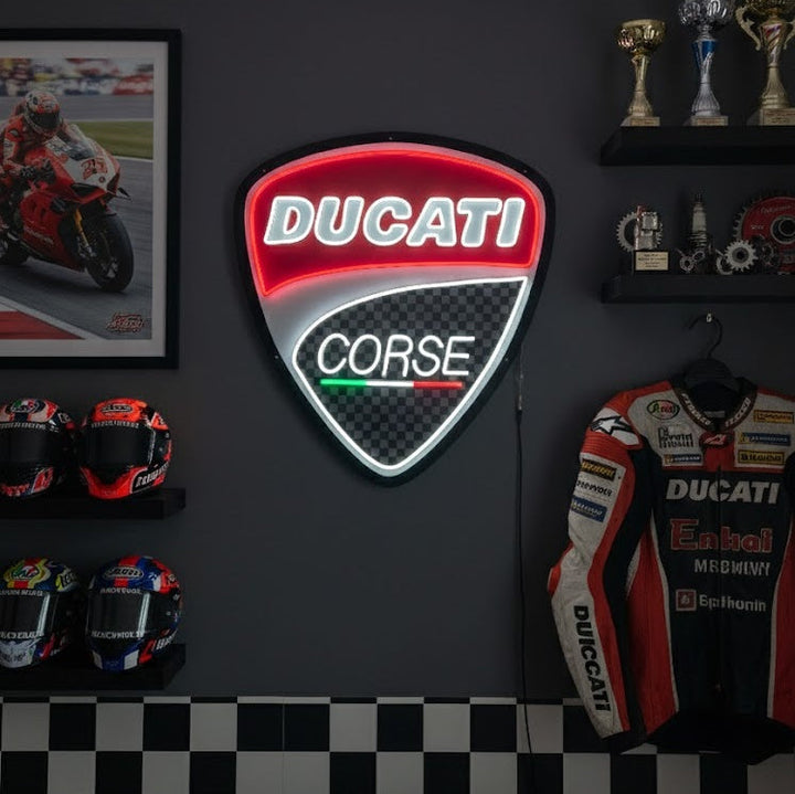 "Ducati Corse motorcykel" Neonskylt