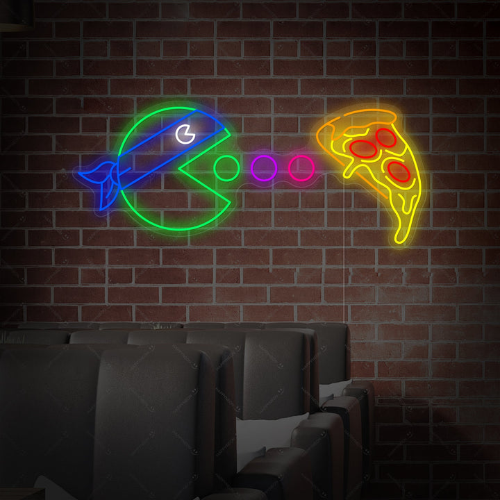 "Ät pizza" Neonskylt