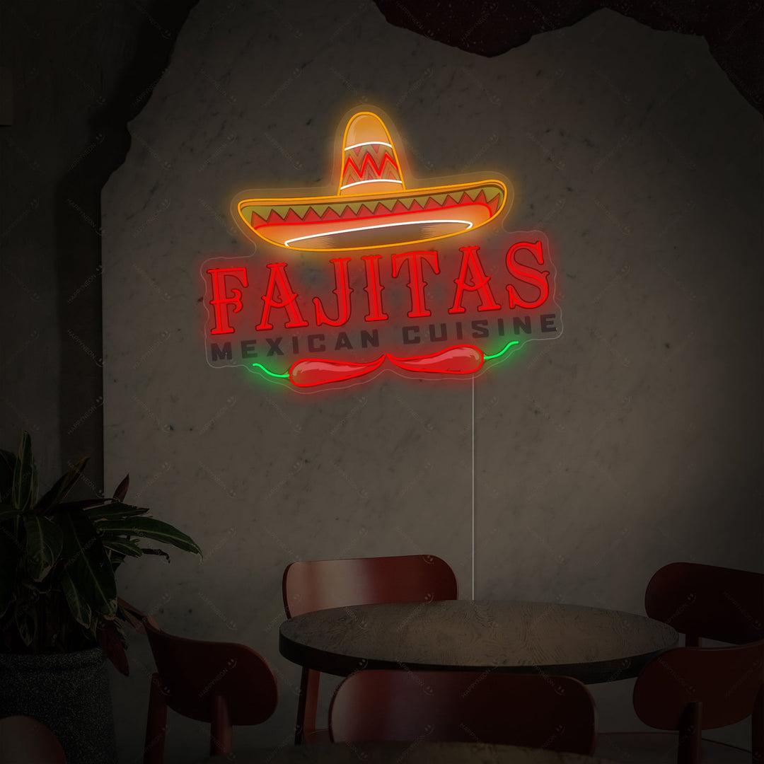 "Fajitas Mexican Cuisine" Neonskylt