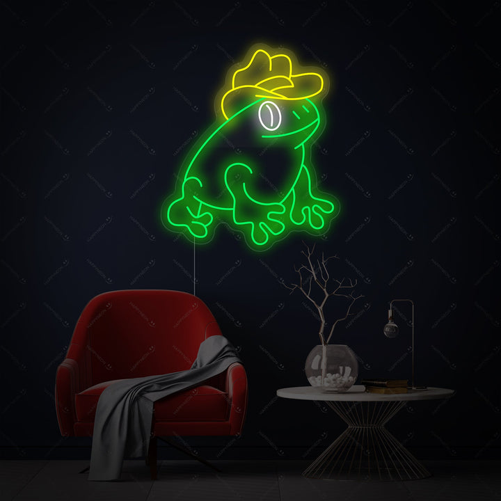 "Groda Med Cowboyhatt" Neonskylt