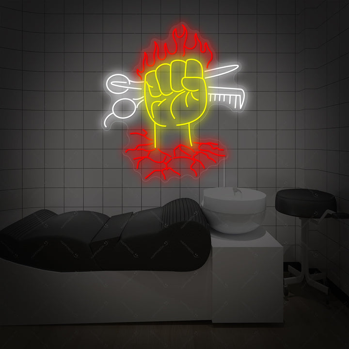 "Hår skönhetssalong" Neonskylt
