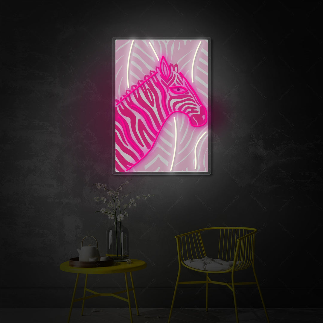 "Knäckrosa zebra" Neonskylt