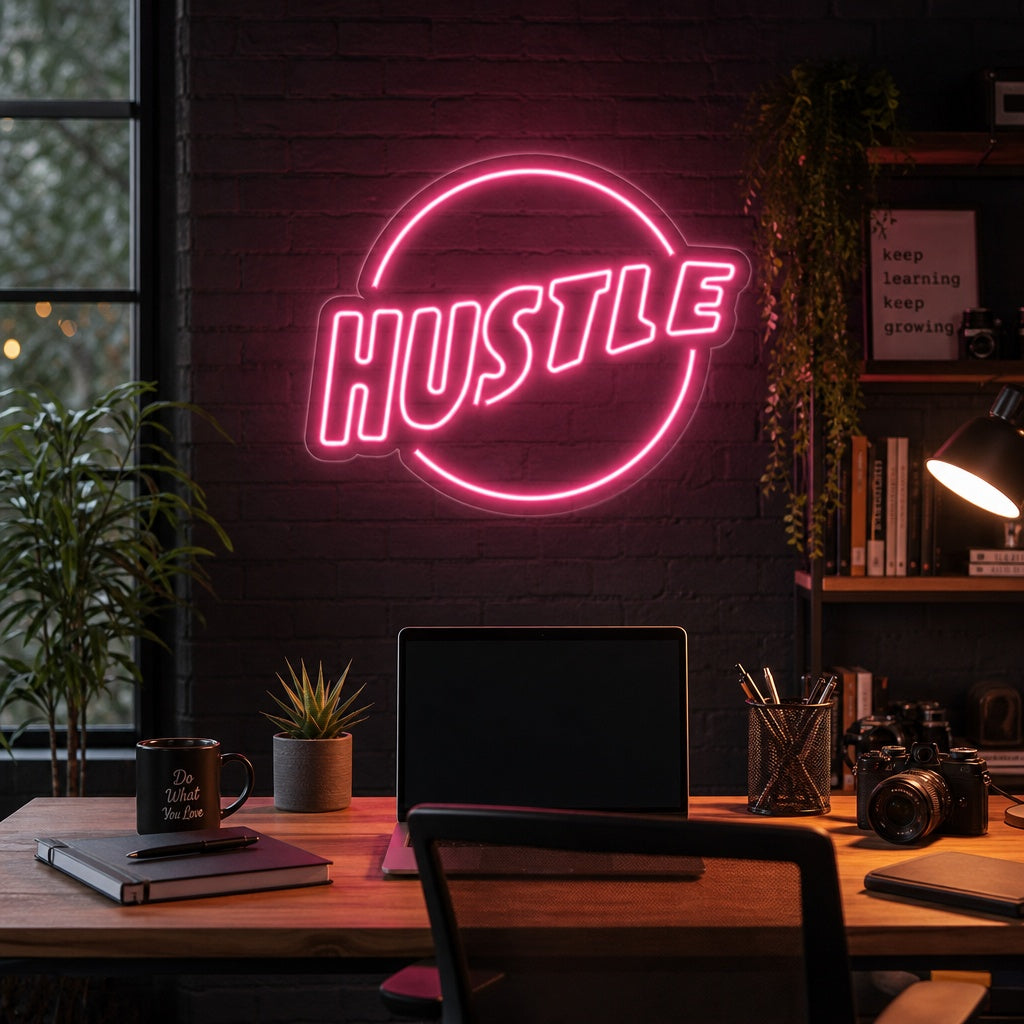 "Hustle" Neonskylt
