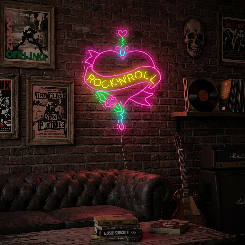 "Rock N Roll" Neonskylt
