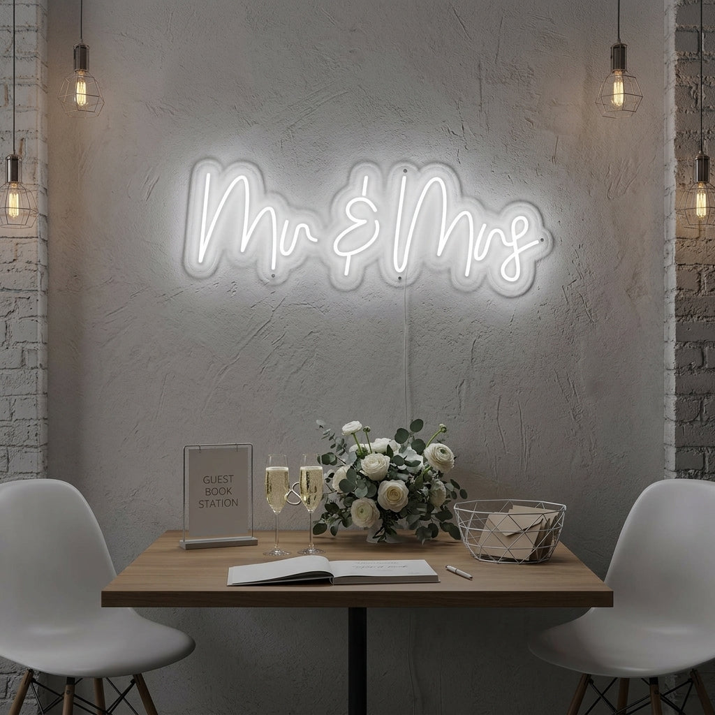 "Mr And Mrs" Neonskylt