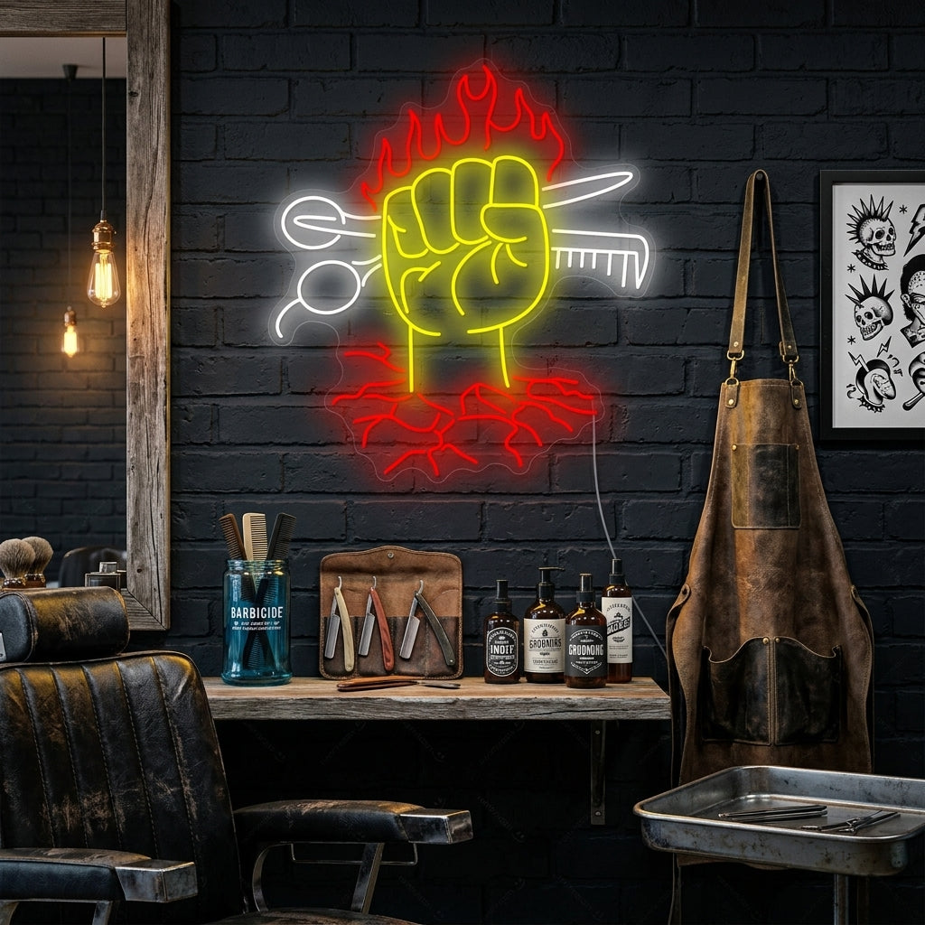 "Hår skönhetssalong" Neonskylt