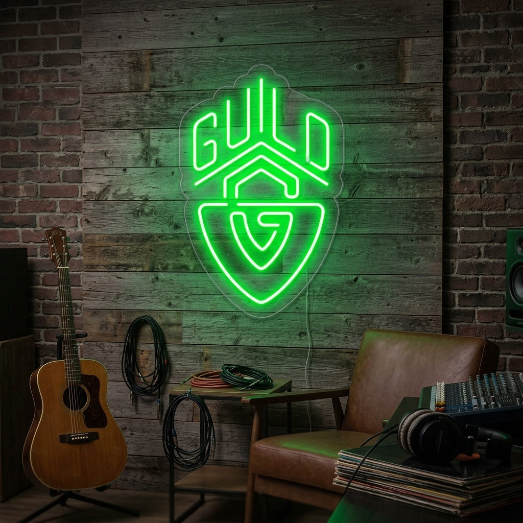 "Guild, gitarrer" Neonskylt