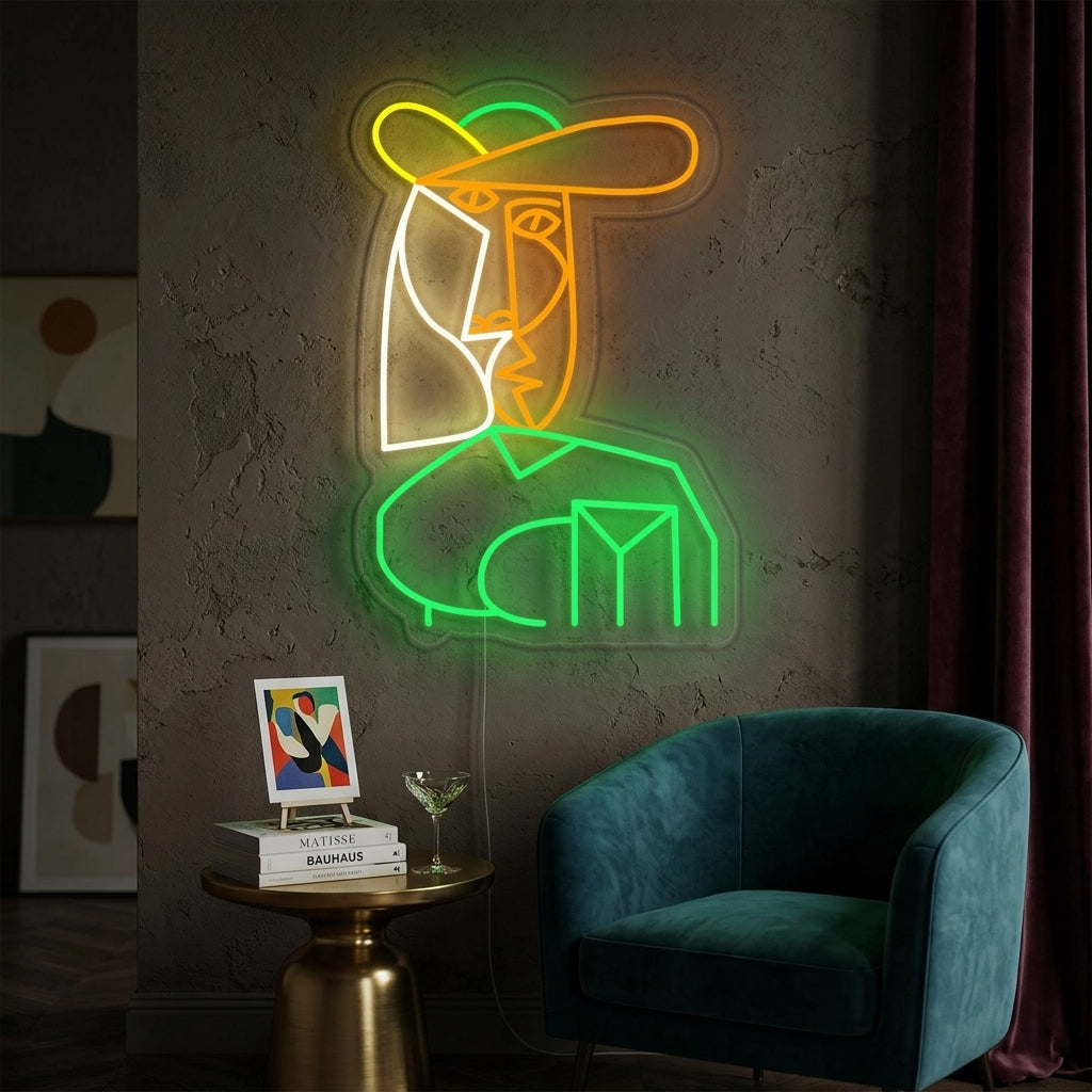 "Byst Av Kvinna Pablo Picasso" Neonskylt