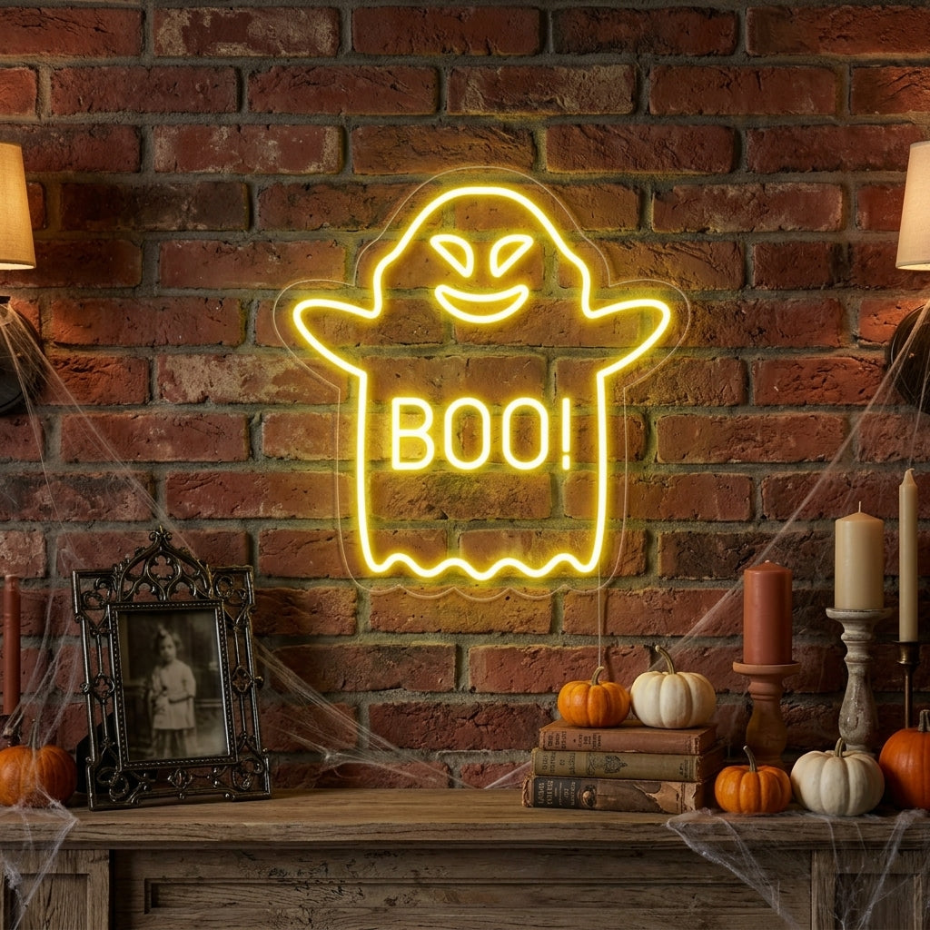 "Boo Spöke" Neonskylt