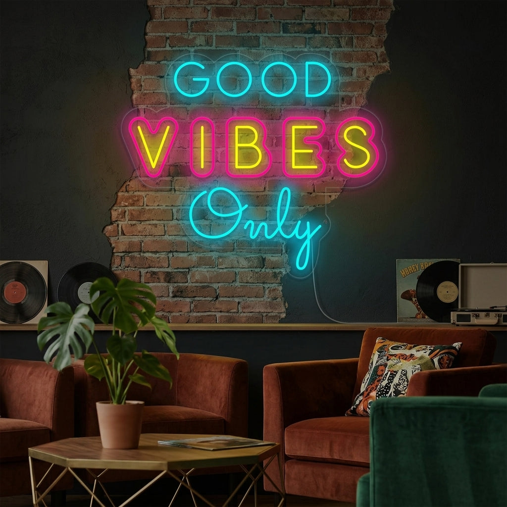 "Unique Good Vibes Only" Neonskylt
