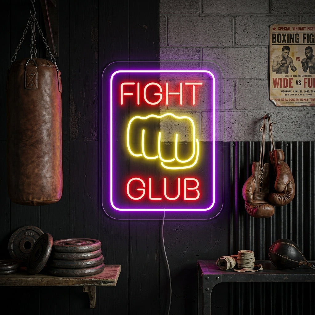 "Kampsällskap, Fight Club" Neonskylt