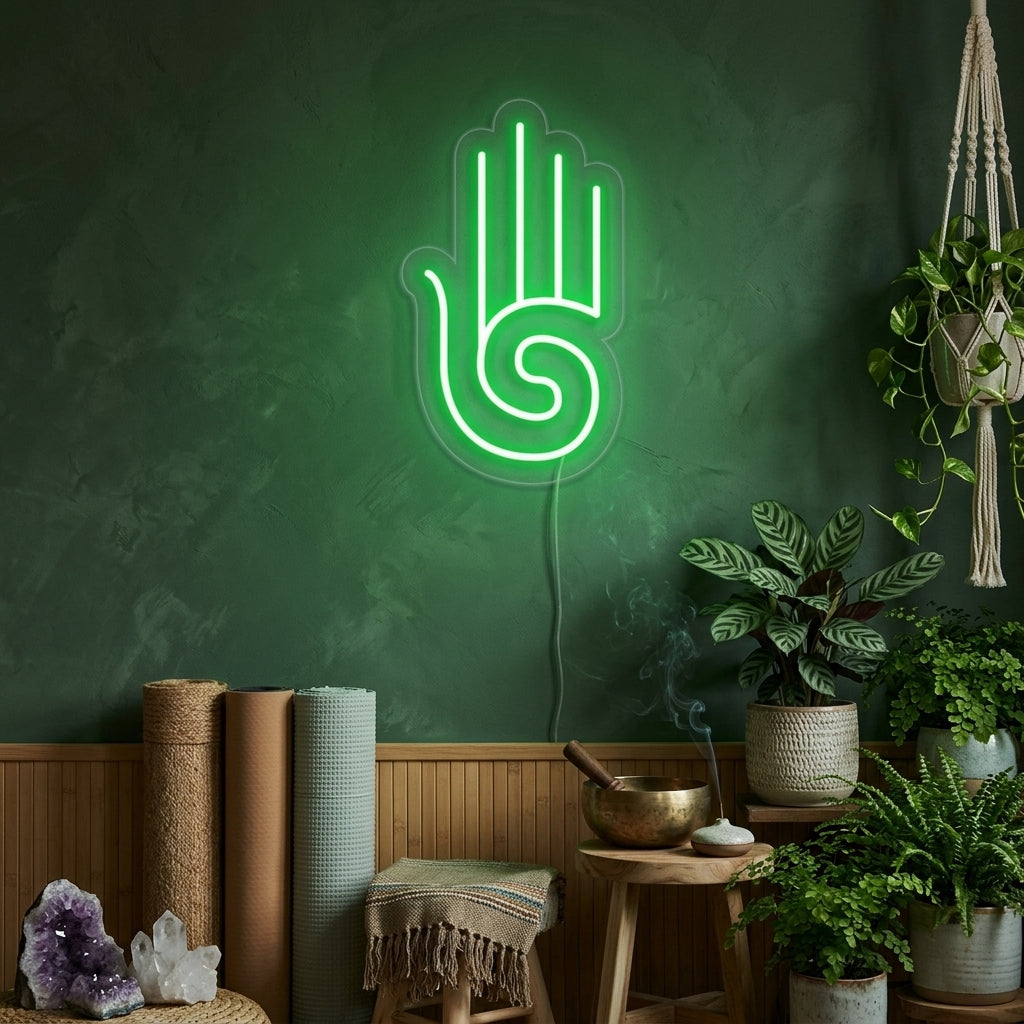 "Hamsa Yoga, Yoga Dekor" Neonskylt