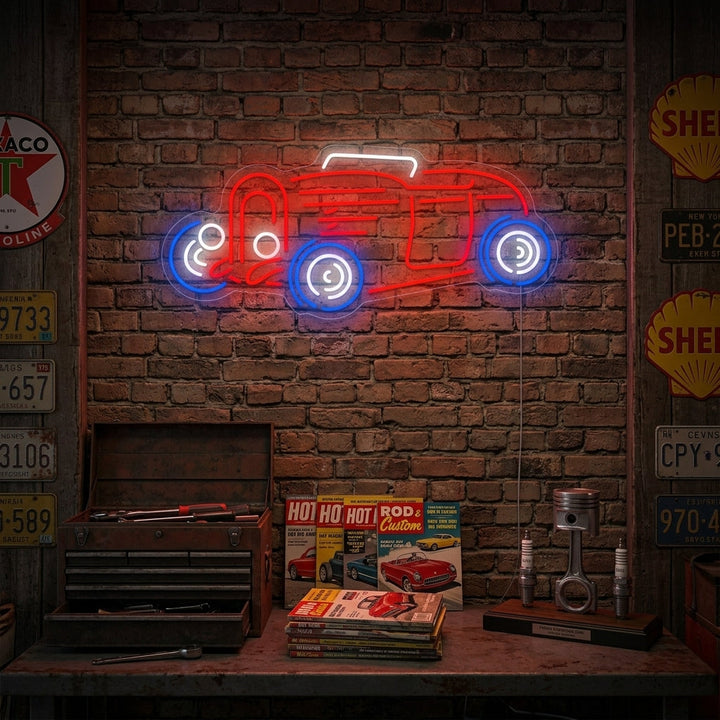 "Bil Hot Rod" Neonskylt