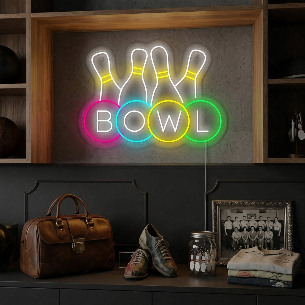 "Logotyp för bowlingbutik" Neonskylt